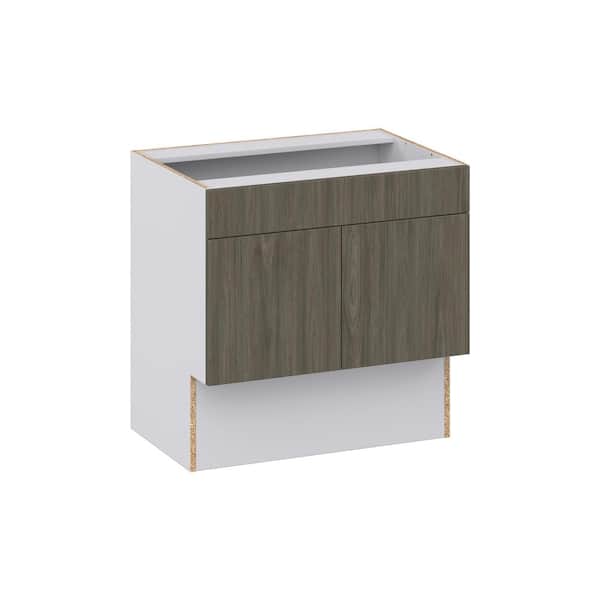 J COLLECTION Medora Textured Slab Walnut Assembled 12 in. W x 30 in. H x 21 in. D Accessible ADA Vanity Base Kitchen Cabinet
