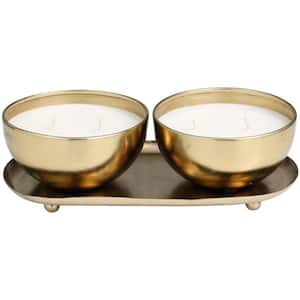 Gold English Garden Scented 12 oz 2 Wick Candle with White Wax (Set of 2)