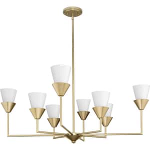 Pinellas 40 in. Contemporary Soft Gold Chandelier with Opal Glass Shades