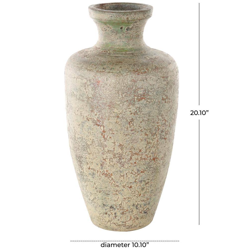 Rustic Cream and Brown Ceramic Urn Vase