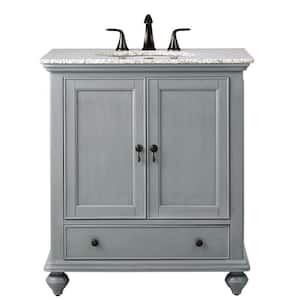 Newport 31 in. W x 21-1/2 in. D Bath Vanity in Pewter with Granite Vanity Top in Gray