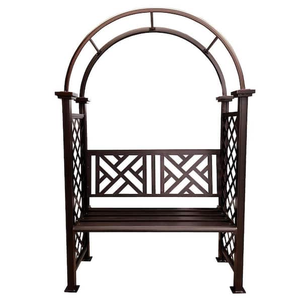 Oakland Living Bronze Aluminum Garden Arbor Arch with 2-Seater