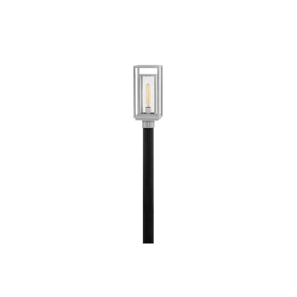 HINKLEY Republic 1-Light Silver Composite Plastic Weather Resistant Post Light with LED Bulb Included