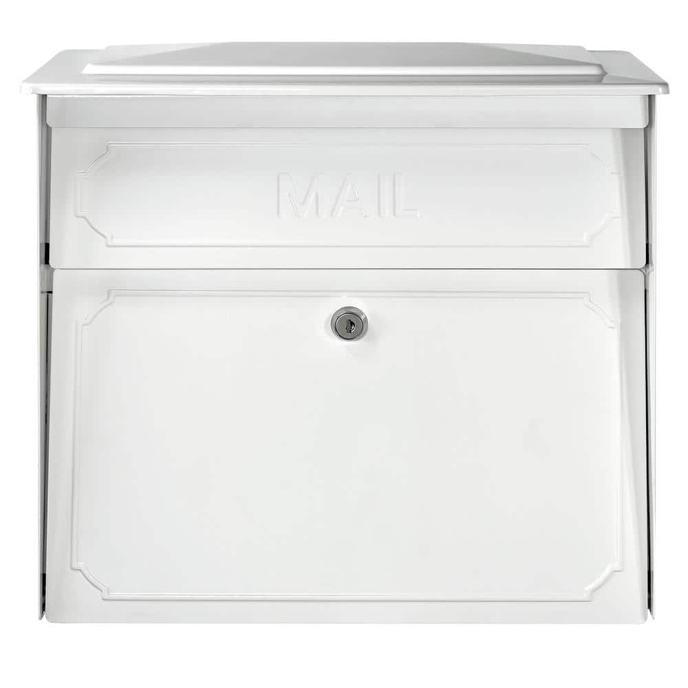 Alpine White Large Lockable Steel Wall Mount Mailbox