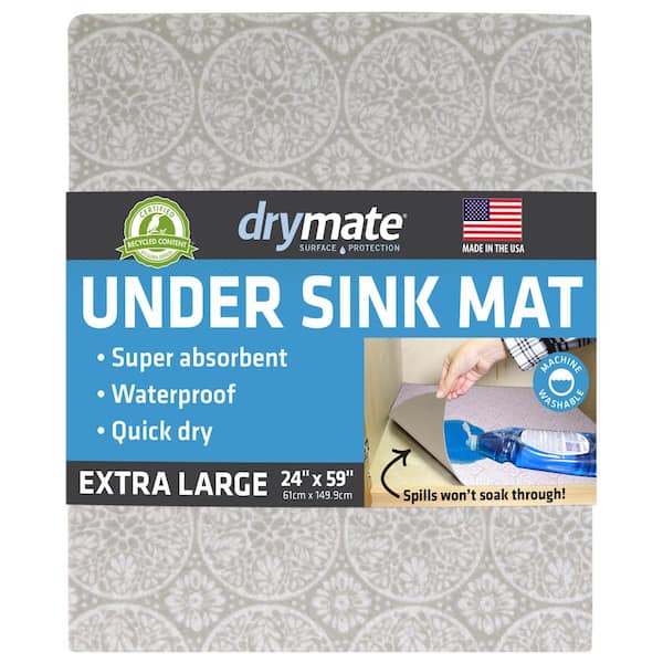 Drymate Premium Tan 24 in. D x 59 in. L Solid Slip Resistant, Waterproof Under Sink Mat Drawer and Shelf Liner (1- Pack)