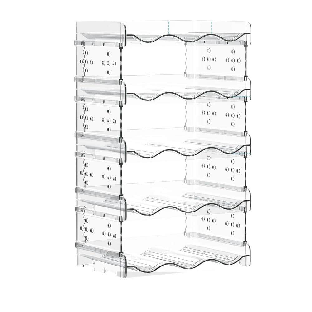 Clear 15-Shelf Water Bottle Stackable Cup Organizer for Wine and Drink Bott