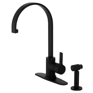 Continental Single-Handle Kitchen Faucet with Side Sprayer in Matte Black