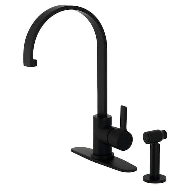 Kingston Brass Continental Single-Handle Kitchen Faucet with Side Sprayer in Matte Black