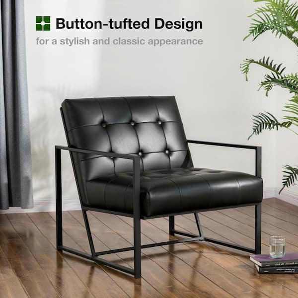 Benjara Black Velvet Handmade Tufted Accent Chair with Throw Pillow  BM286569 - The Home Depot