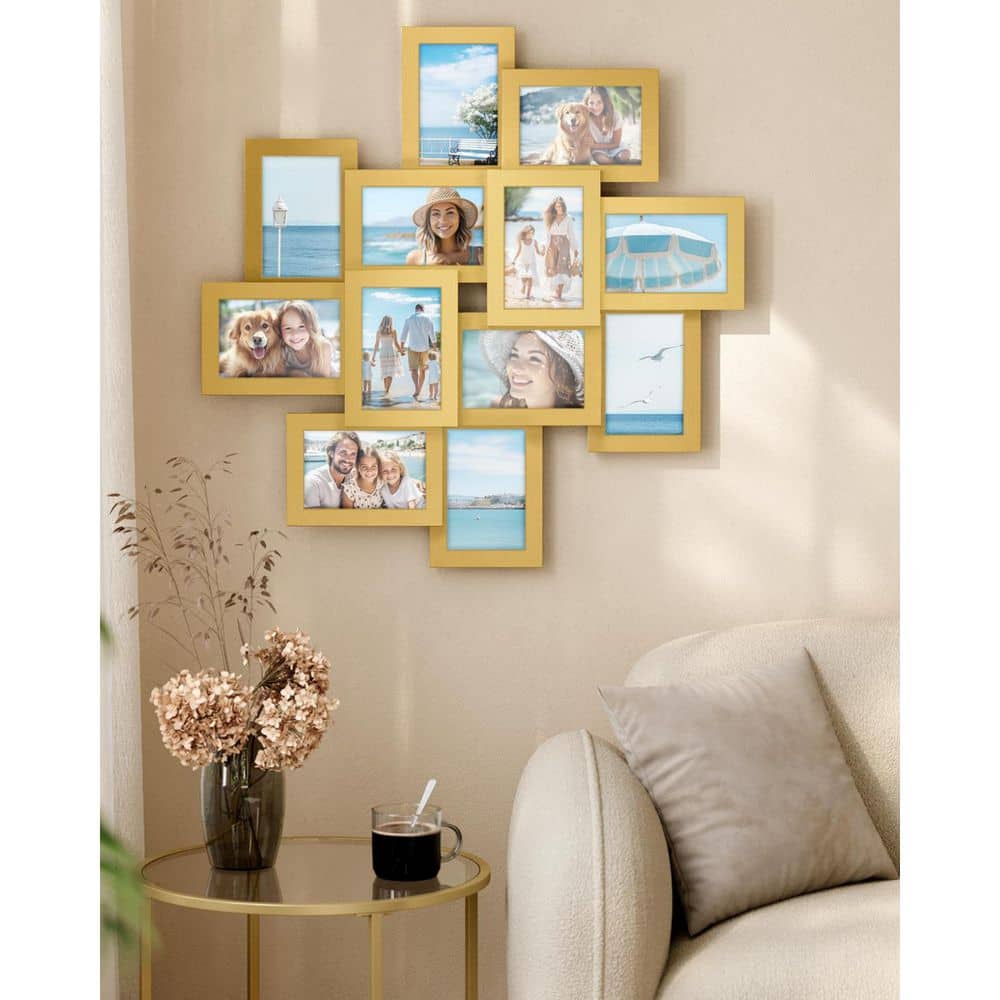 4 in. x 6 in Gold Collage Picture Frames, 12-Pack Wall Decor Set