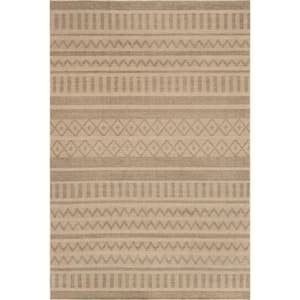 Pattie Geometric Banded Easy-Jute Machine Washable Natural 9 ft. x 12 ft. Area Rug