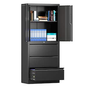 15 in. D x 30 in. W x 70.1 in.H Metal Storage Freestanding Cabinet Set in Black
