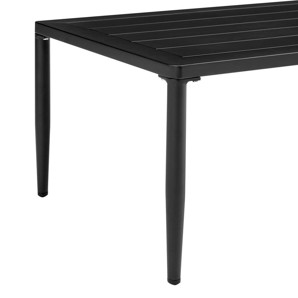 Veyda Black Aluminum and Teak Outdoor Coffee Table