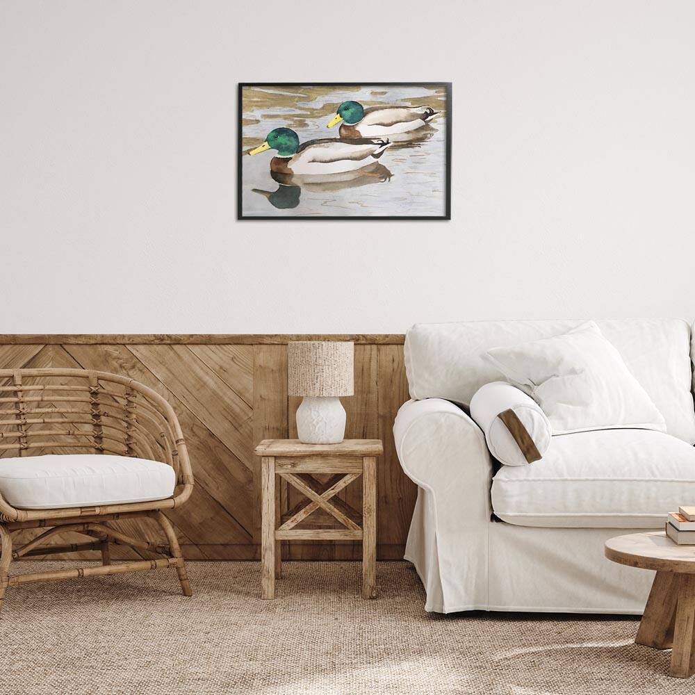 Mallard Ducks Pair by Stephanie Fielden Black Framed Animal Giclee Art Print 16 in. x 24 in. price history on PriceWatchPro