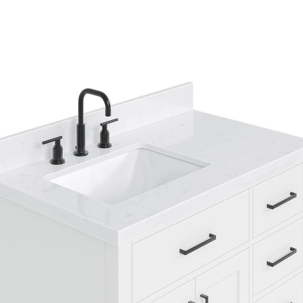 Hepburn 36" White Hardwood Freestanding Single Vanity with Quartz Top