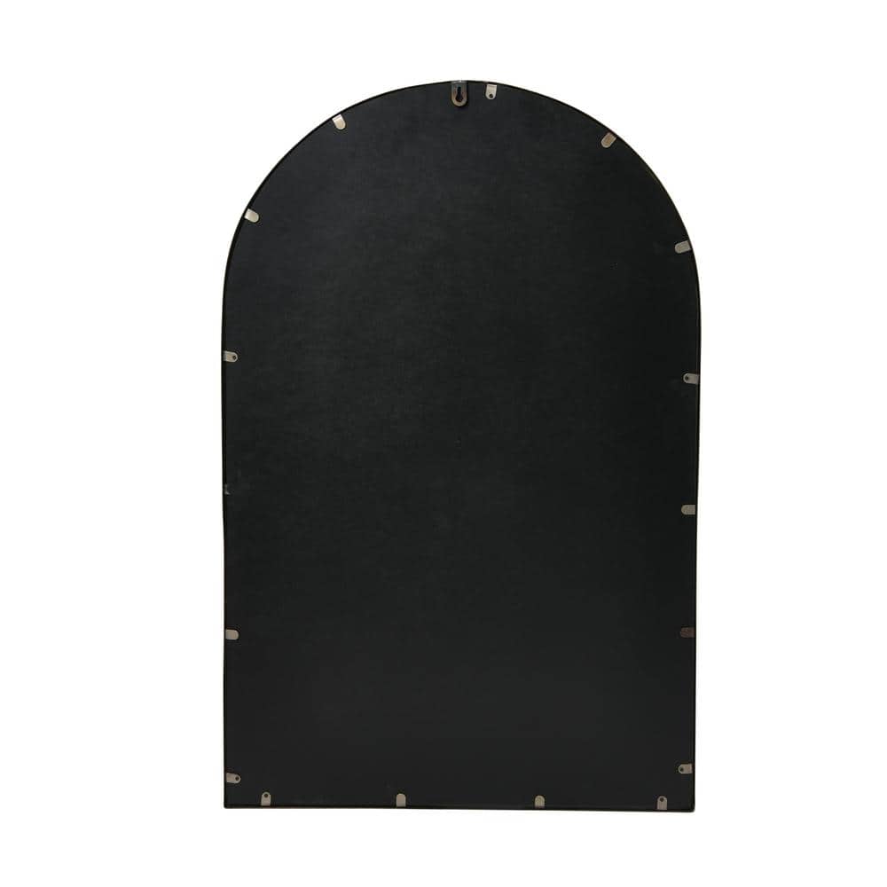 36" x 24" Arched Distressed Black Metal Wall Mirror