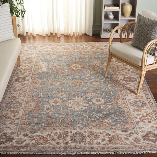 Samarkand 6 ft. x 9 ft. Light Blue/Beige Oriental Area Rug