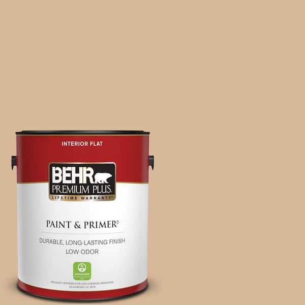 BEHR PREMIUM PLUS 1 gal. #S260-3 Dusty Gold Flat Low Odor Interior Paint & Primer