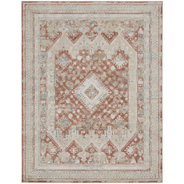 Nourison Thalia Rust Multicolor 8 ft. x 10 ft. Geometric Modern Transitional Area Rug
