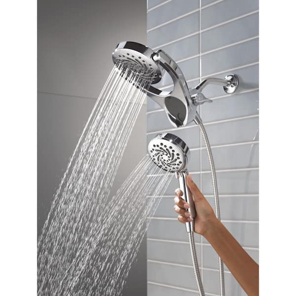 HydroRain with Cleaning Spray 5-Spray Dual Wall Mount Fixed and Handheld Shower Head 1.75 GPM in Chrome