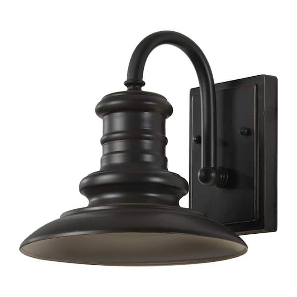 Generation Lighting Redding Station 1-Light Restoration Bronze Outdoor 9.6875 in. Integrated LED Wall Lantern Sconce