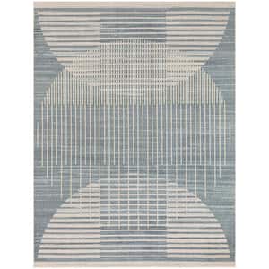 Astra Machine Washable Blue 5 ft. x 7 ft. Graphic Contemporary Area Rug