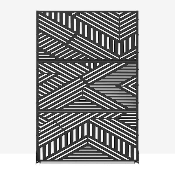 PexFix 72 in. x 47 in. Outdoor Galvanized Metal Decorative Garden Fence in Abstract Pattern in Black