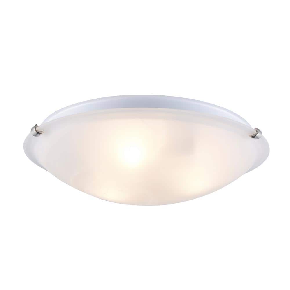 Cracka 15" Brushed Nickel Contemporary Flush Mount with Marbleized Glass