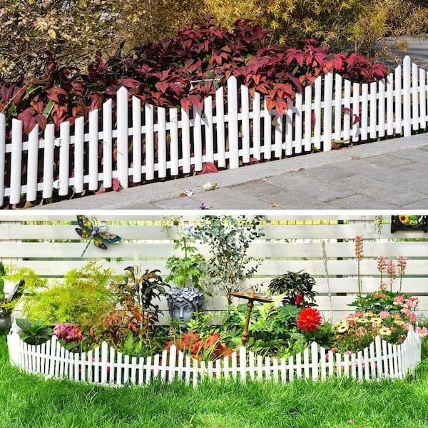 FAWEY TRED INC Plastic White Edging Garden Picket Fence Path
