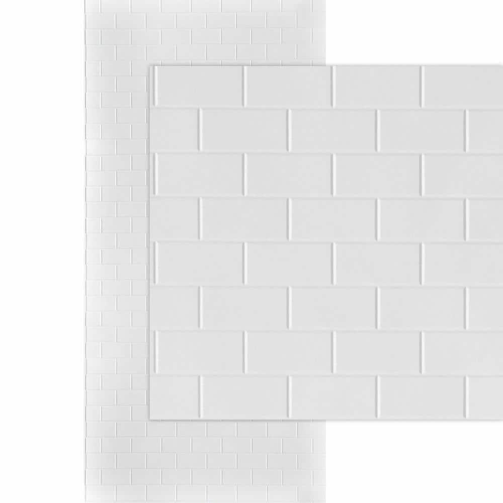 Gloss White 3D Faux Brick PVC Decorative Wall Panels