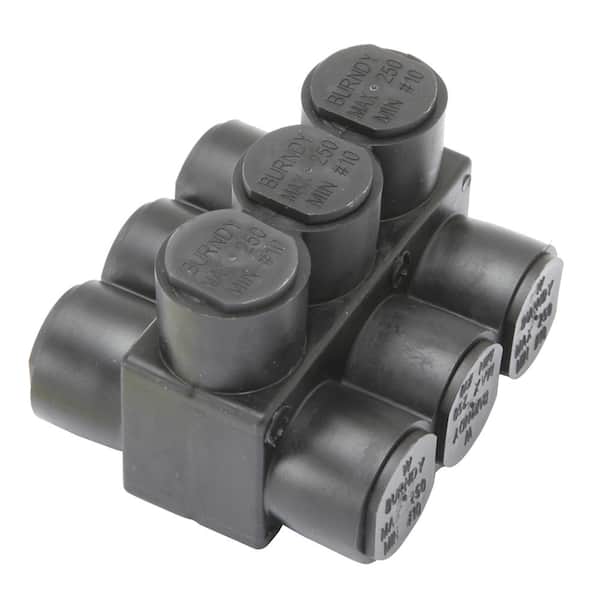 BURNDY Aluminum Black 3-Port 2-Sided UV-Insulated Standard Wire Connector, 1-Pack