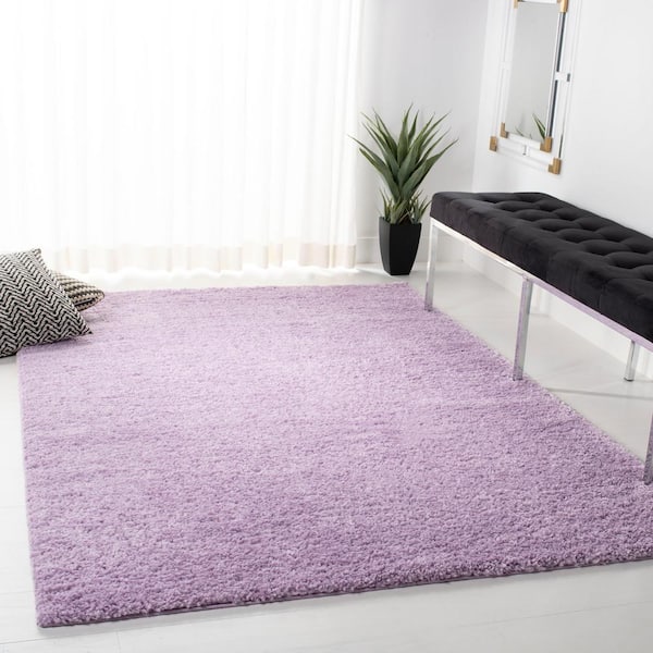 August Shag 3 ft. x 3 ft. Square Lilac Solid Color Area Rug