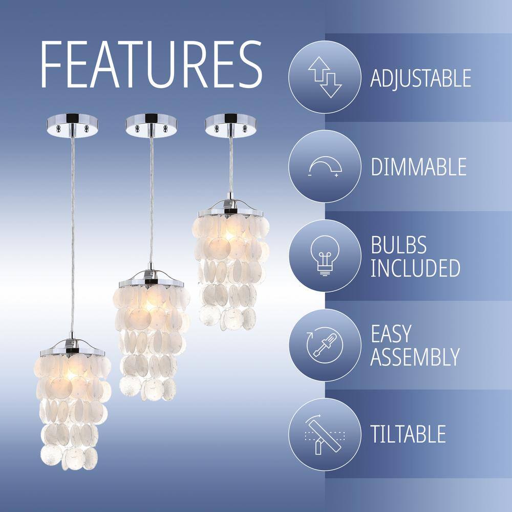 Cayla 7" White Glass LED Drum Pendant Chandelier