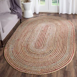 Cape Cod Natural/Multi 5 ft. x 8 ft. Oval Striped Area Rug
