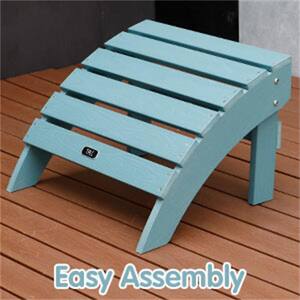 Footstool All-Weather and Fade-Resistant Blue Plastic Wood for Lawn Outdoor Patio Deck Garden Porch