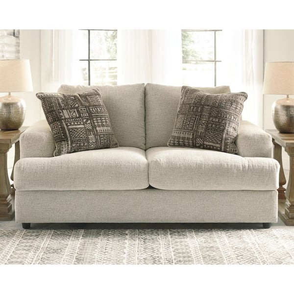 Soletren 71 in. Solid Chenille 2-Seater Loveseat in Beige