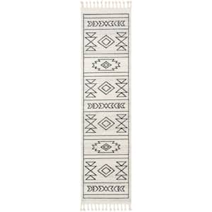 Serenity Gota Ivory Moroccan Tribal 2 ft. 7 in. x 9 ft. 10 in. Runner Distressed Rug