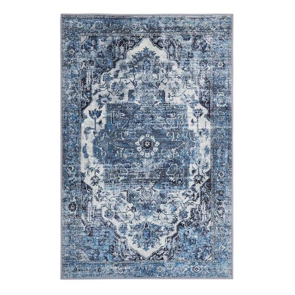 YIKUSH Area Rug 5×7 Rugs for Living Room Blue Area Rug Non-Slip Rug Soft  Boho Floor Mats Floral Carpet - Chai