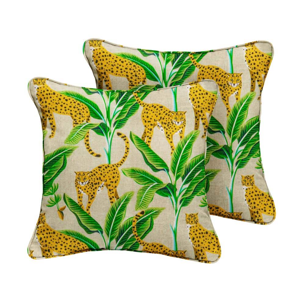 Yellow/Green Outdoor Corded Throw Pillows (2-Pack)