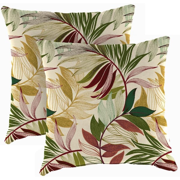 Jordan Manufacturing 18 in. L x 18 in. W x 4 in. T Outdoor Throw Pillow in Oasis Gem (2-Pack)