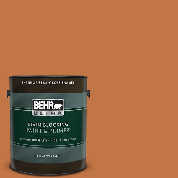 BEHR ULTRA 1 gal. #PPU3-02 Marmalade Glaze Semi-Gloss Enamel Exterior Paint & Primer
