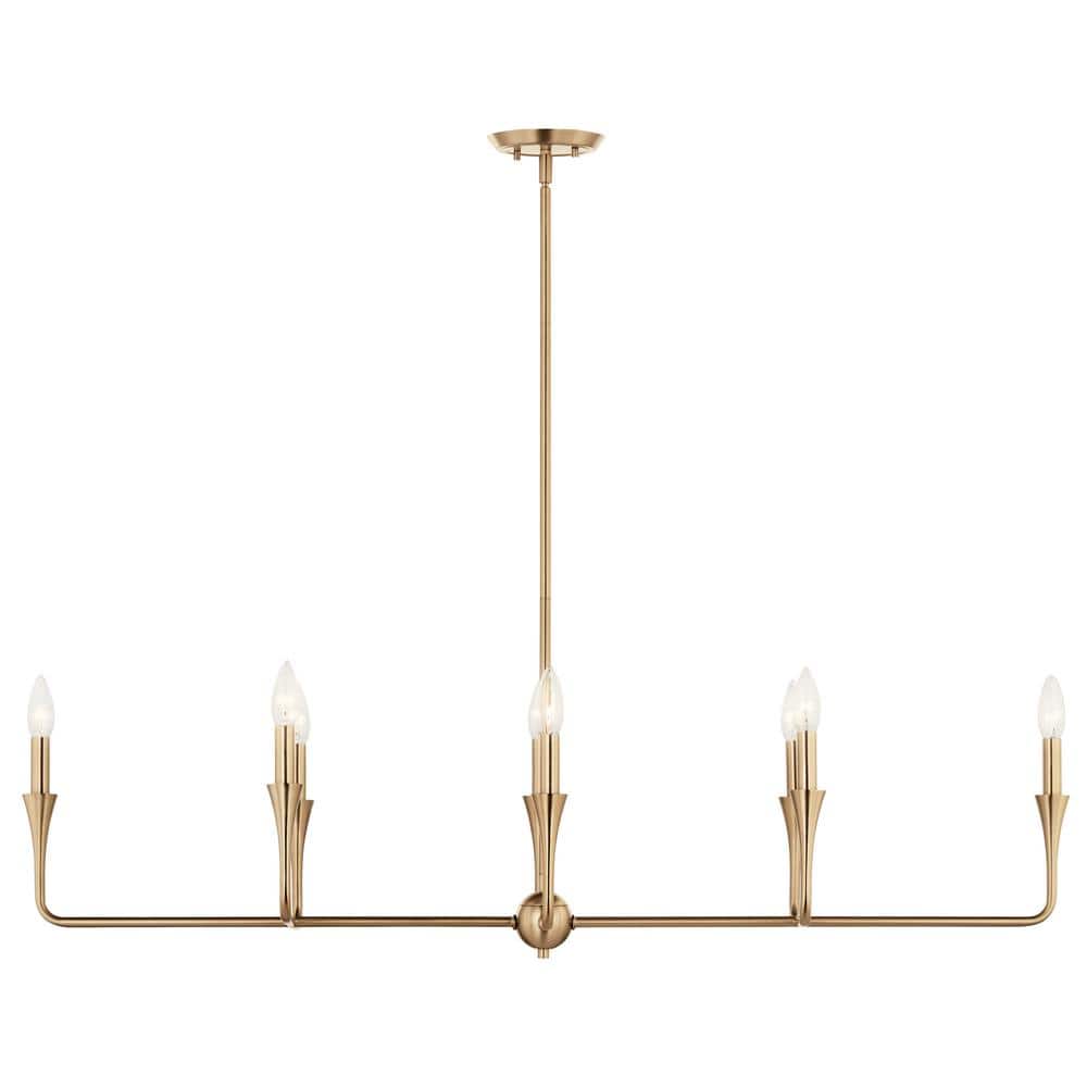 Champagne Bronze 8-Light Linear Candle Chandelier