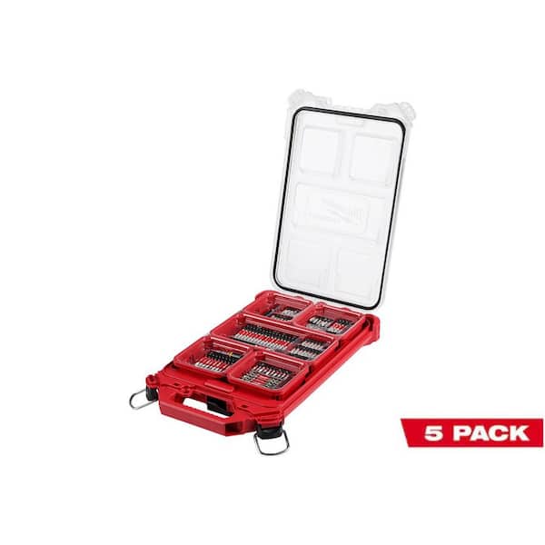 (5 PACK) SHOCKWAVE Impact Duty Alloy Steel Screw Driver Bit Set with PACKOUT Case (100-Piece)