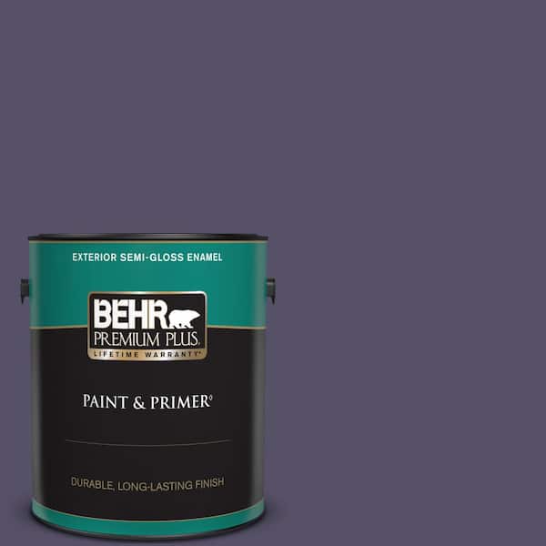 BEHR PREMIUM PLUS 1 gal. #650F-7 Violet Eclipse Semi-Gloss Enamel Exterior Paint & Primer