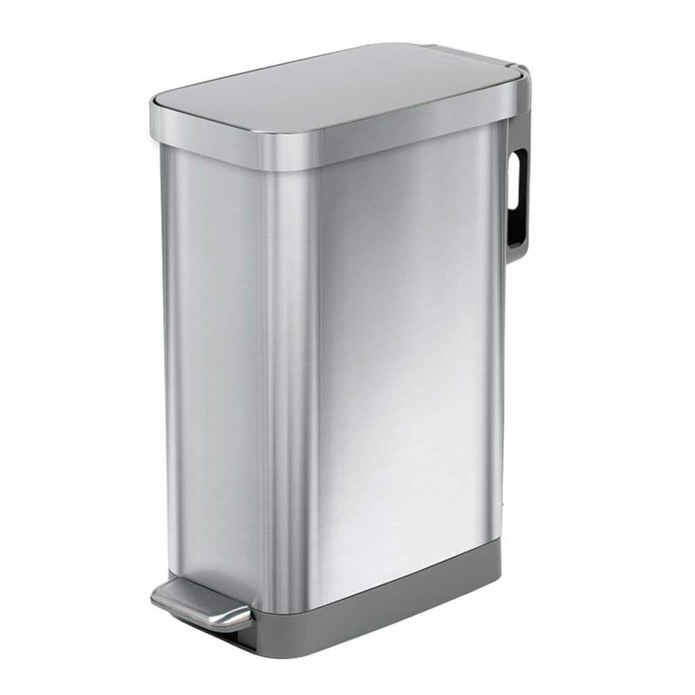 12 Gal. Slim All Stainless Steel Step-On Trash Can