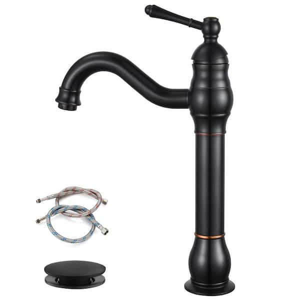 Unbranded Single-Handle Single Hole Swivel Spout Bathroom Vessel Sink Faucet With Pop-up Drain Assembly in Oil Rubbed Bronze