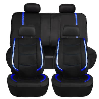 Galaxy13 Metallic Striped Deluxe Leatherette 47 in. x 1 in. x 23 in. Full Set Seat Covers