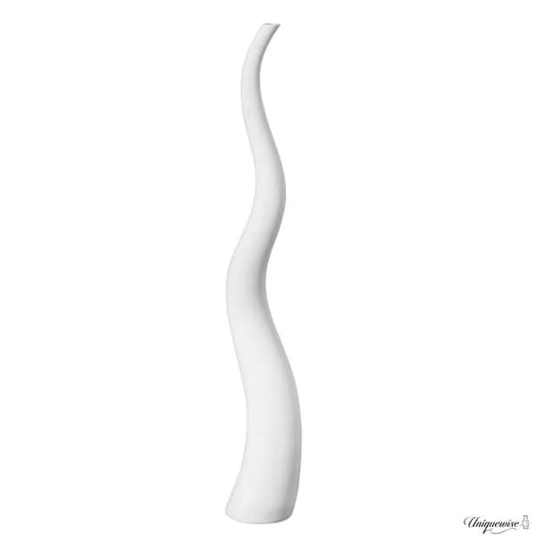 Uniquewise 51 in. Tall Animal Horn Shape Floor Vase: Elegant Ceramic White Accent for Entryway, Dining, or Living Room Decor