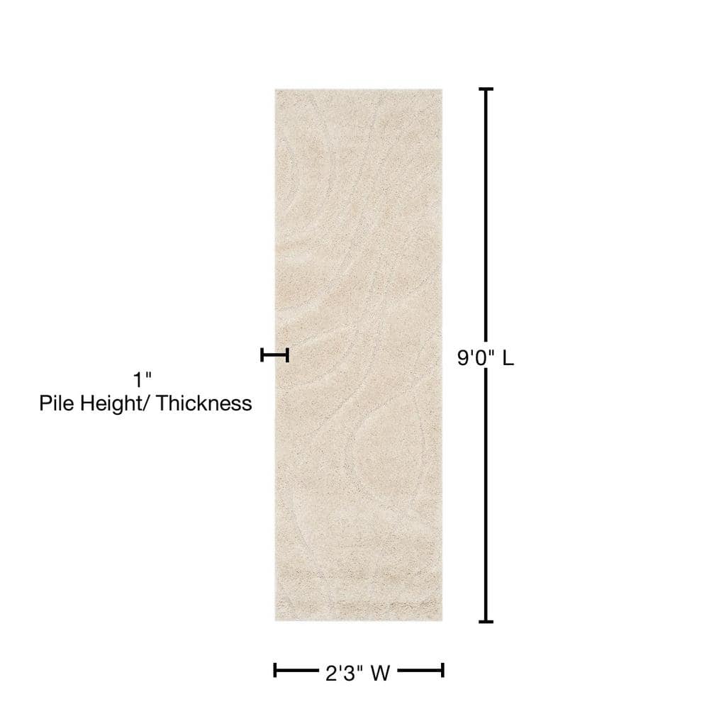 Creme Shag 2'3" x 9' Synthetic Runner Rug