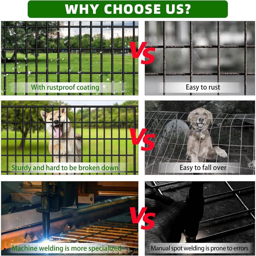 33-Inch Black Metal Garden Fence Panels for Animal Barrier and Decoration